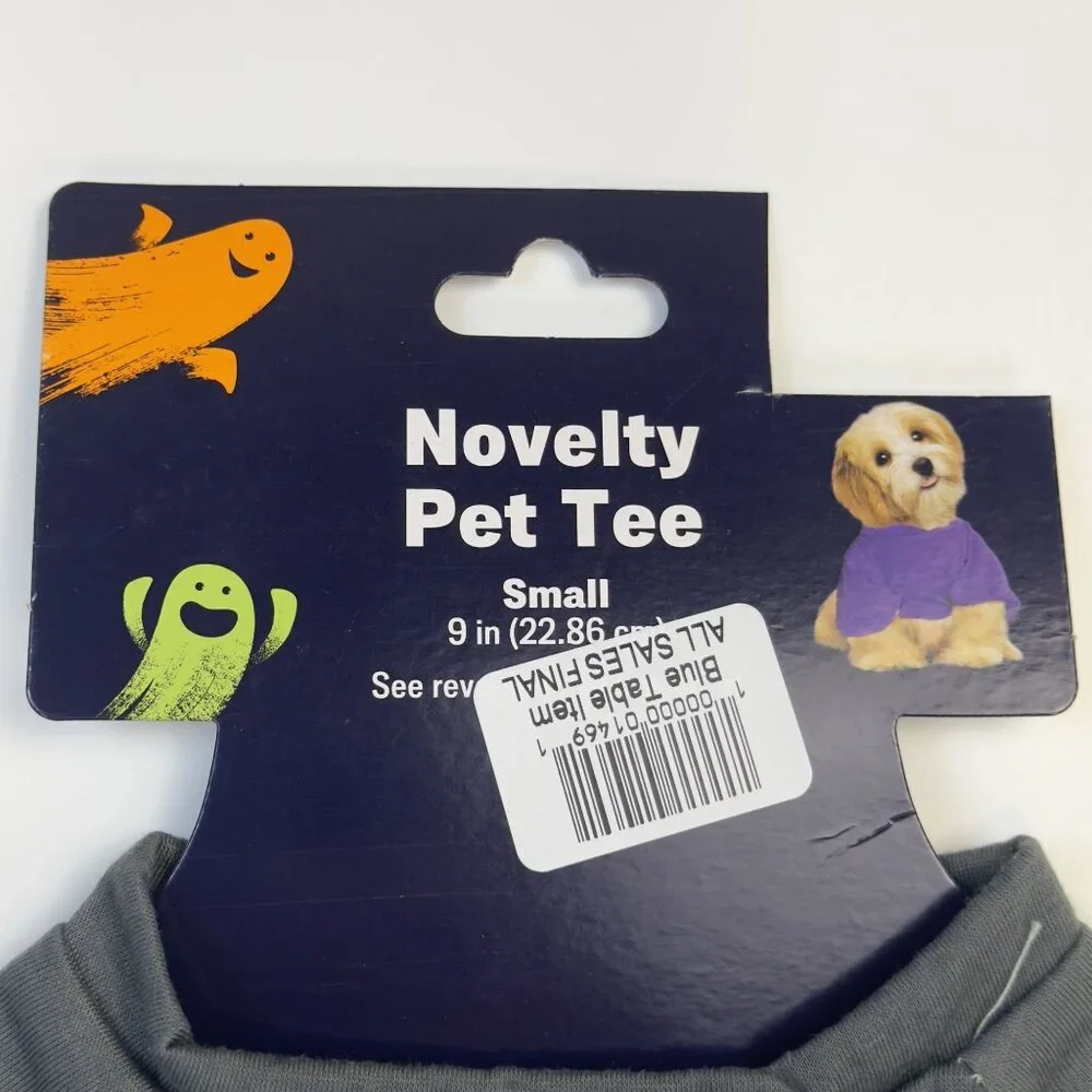 Bone-A-Fide Spooky Novelty Pet Halloween Tee Small Gray Skull Dog Costume NEW